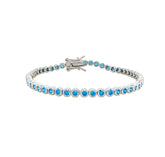 Asfour Crystal Tennis Bracelet With Turquoise Pear & Emerald Zircon In 925 Sterling Silver