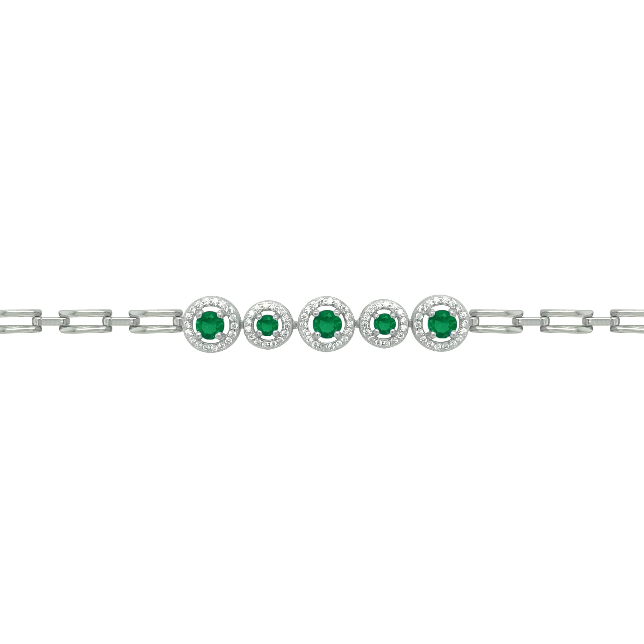Asfour Crystal Tennis Bracelet With Turquoise Pear & Emerald Zircon In 925 Sterling Silver