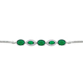 Asfour Crystal Tennis Bracelet With Turquoise Pear & Emerald Zircon In 925 Sterling Silver