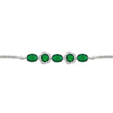 Asfour Crystal Tennis Bracelet With Turquoise Pear & Emerald Zircon In 925 Sterling Silver