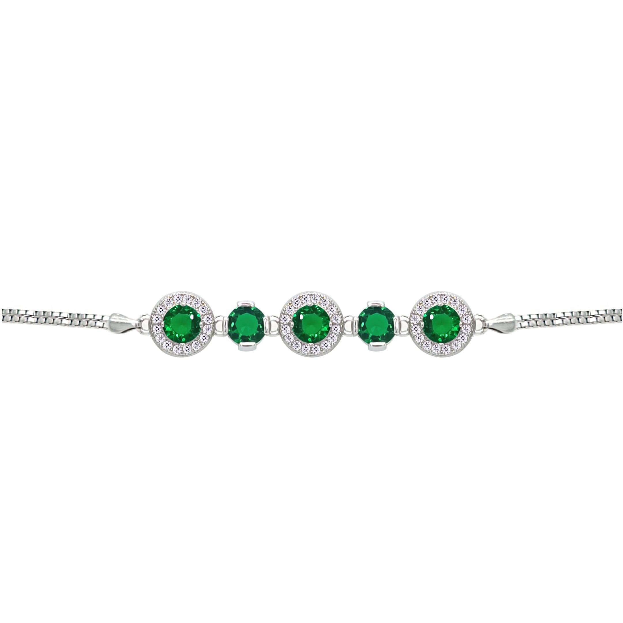 Asfour Crystal Tennis Bracelet With Turquoise Pear & Emerald Zircon In 925 Sterling Silver