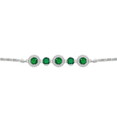 Asfour Crystal Tennis Bracelet With Turquoise Pear & Emerald Zircon In 925 Sterling Silver