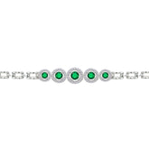 Asfour Crystal Tennis Bracelet With Turquoise Pear & Emerald Zircon In 925 Sterling Silver