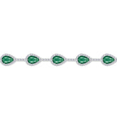 Asfour Crystal Tennis Bracelet With Turquoise Pear & Emerald Zircon In 925 Sterling Silver