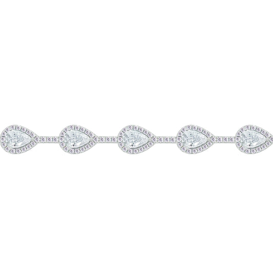 Asfour Crystal Tennis Bracelet With Turquoise Pear & Emerald Zircon In 925 Sterling Silver