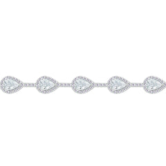 Asfour Crystal Tennis Bracelet With Turquoise Pear & Emerald Zircon In 925 Sterling Silver