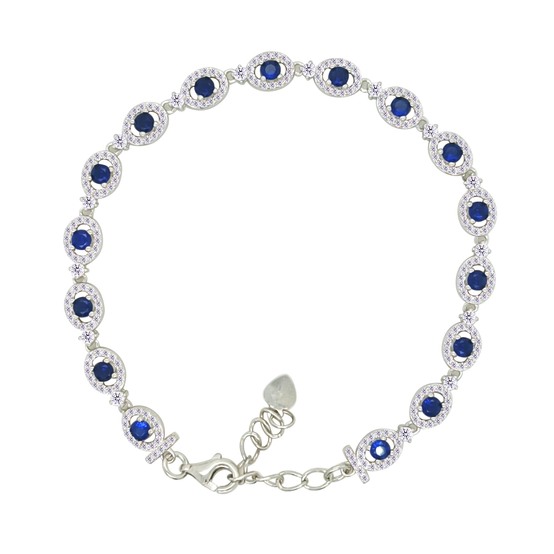 Asfour Crystal Tennis Bracelet With Turquoise Pear & Emerald Zircon In 925 Sterling Silver