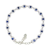 Asfour Crystal Tennis Bracelet With Turquoise Pear & Emerald Zircon In 925 Sterling Silver