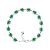 Asfour Crystal Tennis Bracelet With Turquoise Pear & Emerald Zircon In 925 Sterling Silver