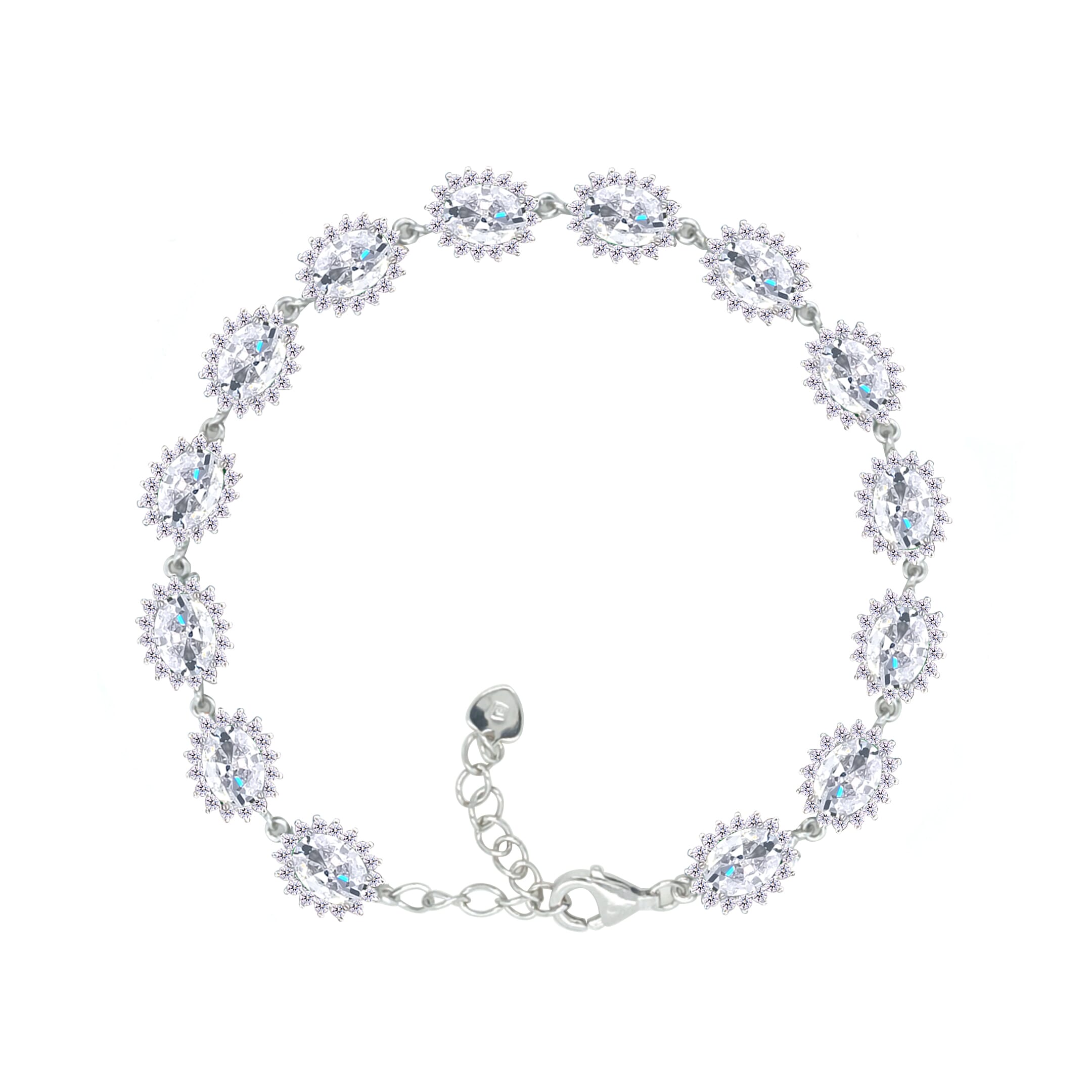 Asfour Crystal Tennis Bracelet With Turquoise Pear & Emerald Zircon In 925 Sterling Silver