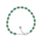 Asfour Crystal Tennis Bracelet With Turquoise Pear & Emerald Zircon In 925 Sterling Silver