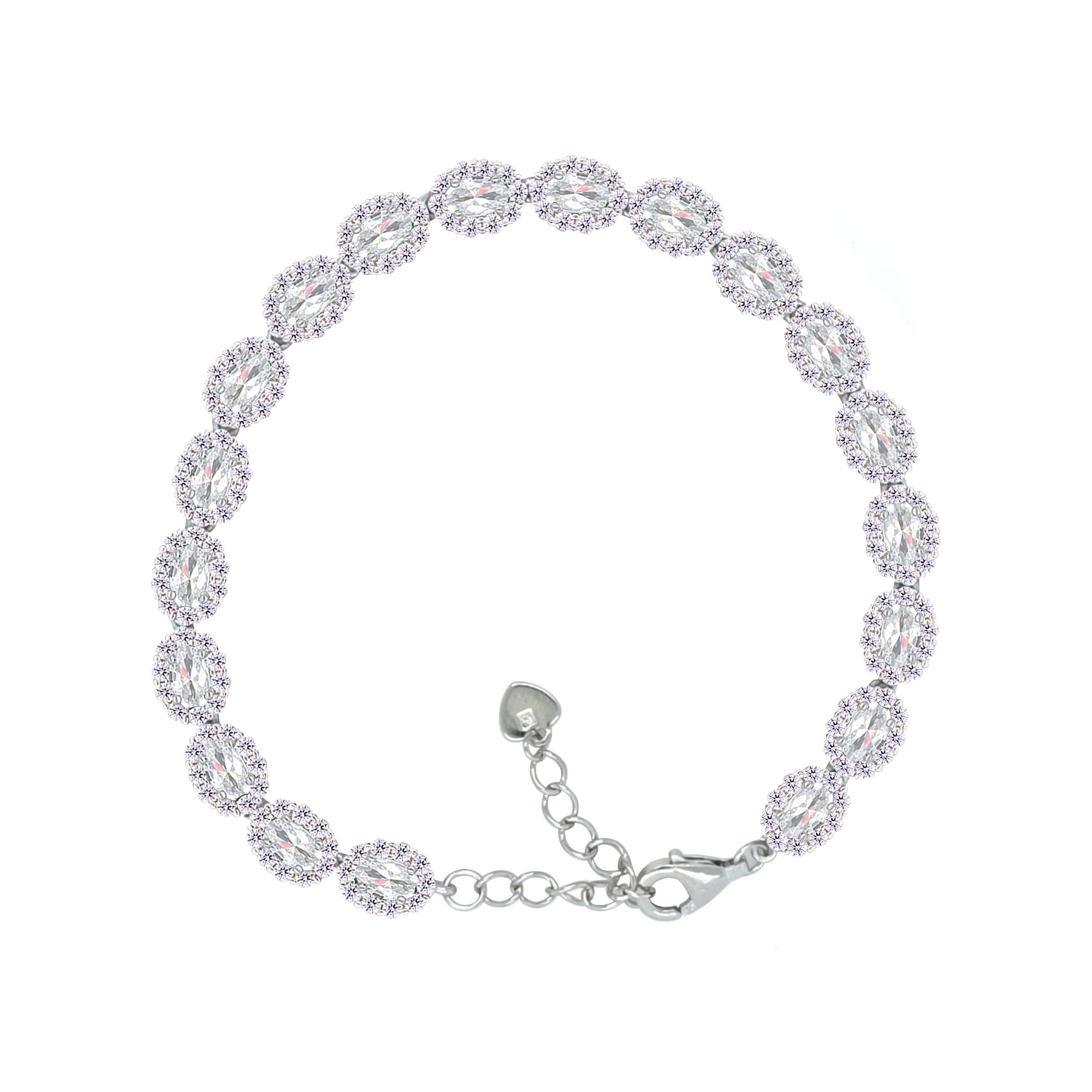 Asfour Crystal Tennis Bracelet With Turquoise Pear & Emerald Zircon In 925 Sterling Silver