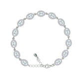 Asfour Crystal Tennis Bracelet With Turquoise Pear & Emerald Zircon In 925 Sterling Silver