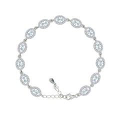 Asfour Crystal Tennis Bracelet With Turquoise Pear & Emerald Zircon In 925 Sterling Silver