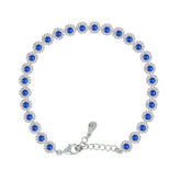 Asfour Crystal Tennis Bracelet With Turquoise Pear & Emerald Zircon In 925 Sterling Silver