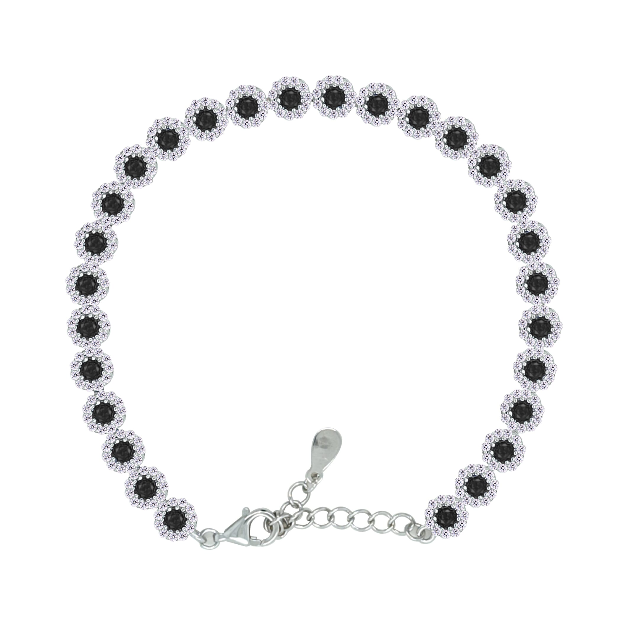 Asfour Crystal Tennis Bracelet With Turquoise Pear & Emerald Zircon In 925 Sterling Silver