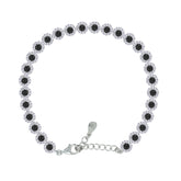 Asfour Crystal Tennis Bracelet With Turquoise Pear & Emerald Zircon In 925 Sterling Silver