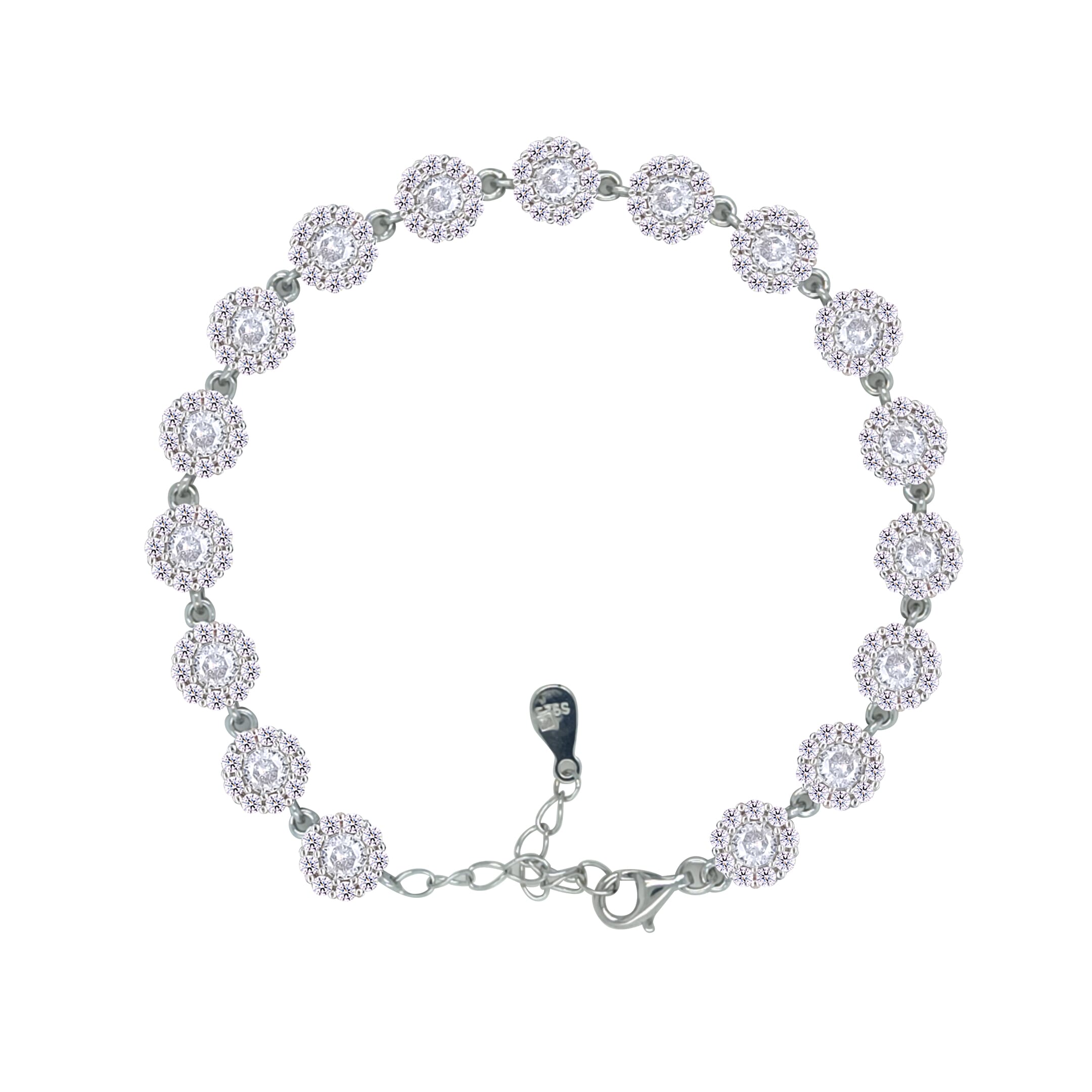 Asfour Crystal Tennis Bracelet With Turquoise Pear & Emerald Zircon In 925 Sterling Silver
