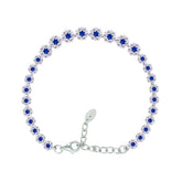 Asfour Crystal Tennis Bracelet With Turquoise Pear & Emerald Zircon In 925 Sterling Silver