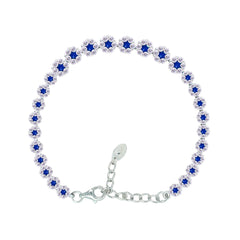 Asfour Crystal Tennis Bracelet With Turquoise Pear & Emerald Zircon In 925 Sterling Silver