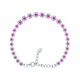 Asfour Crystal Tennis Bracelet With Turquoise Pear & Emerald Zircon In 925 Sterling Silver