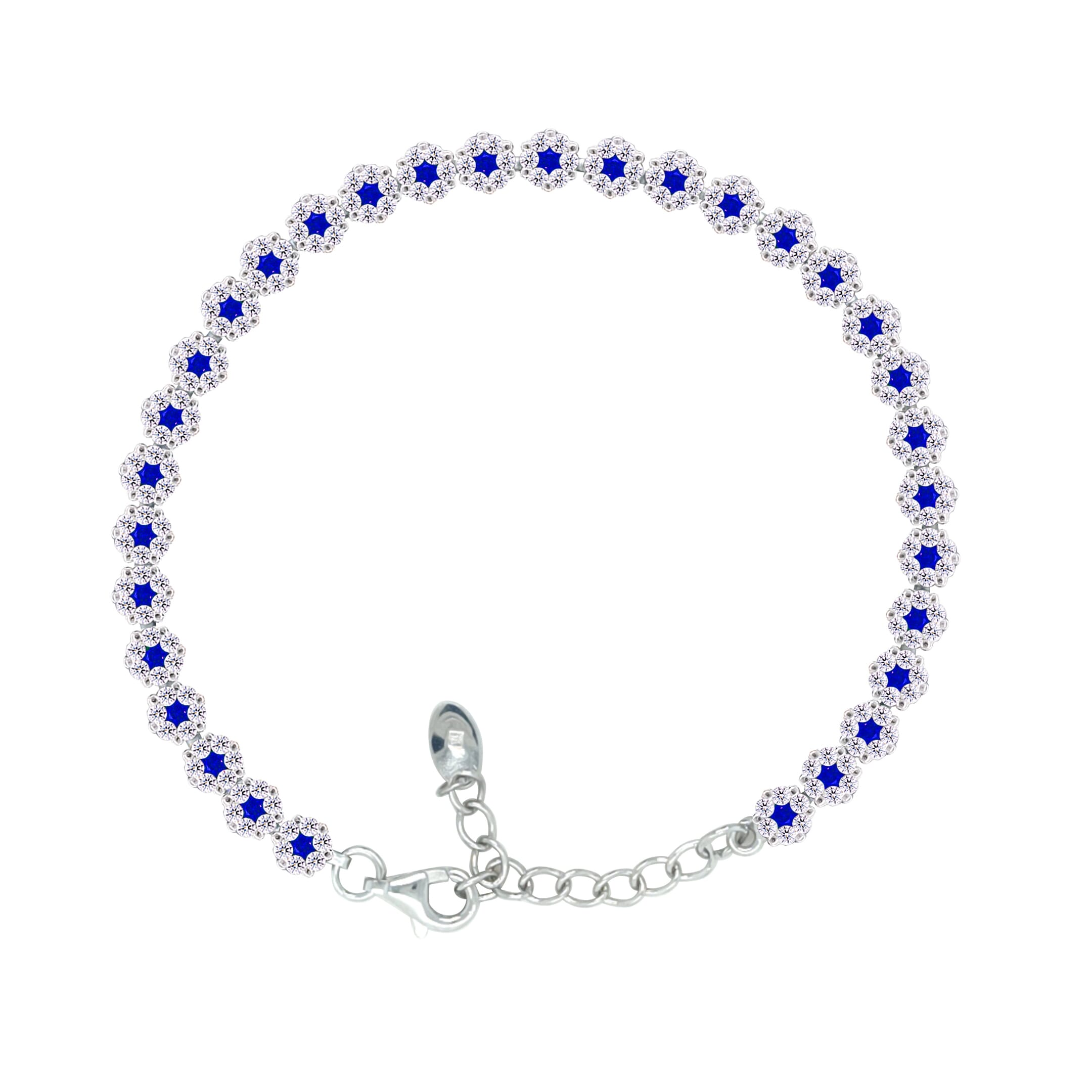 Asfour Crystal Tennis Bracelet With Turquoise Pear & Emerald Zircon In 925 Sterling Silver