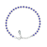 Asfour Crystal Tennis Bracelet With Turquoise Pear & Emerald Zircon In 925 Sterling Silver