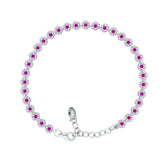 Asfour Crystal Tennis Bracelet With Turquoise Pear & Emerald Zircon In 925 Sterling Silver