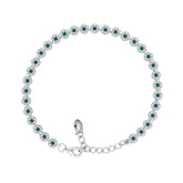 Asfour Crystal Tennis Bracelet With Turquoise Pear & Emerald Zircon In 925 Sterling Silver