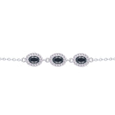 Asfour Crystal Tennis Bracelet With Turquoise Pear & Emerald Zircon In 925 Sterling Silver