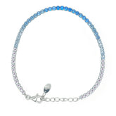 Asfour Crystal Tennis Bracelet With Turquoise Pear & Emerald Zircon In 925 Sterling Silver