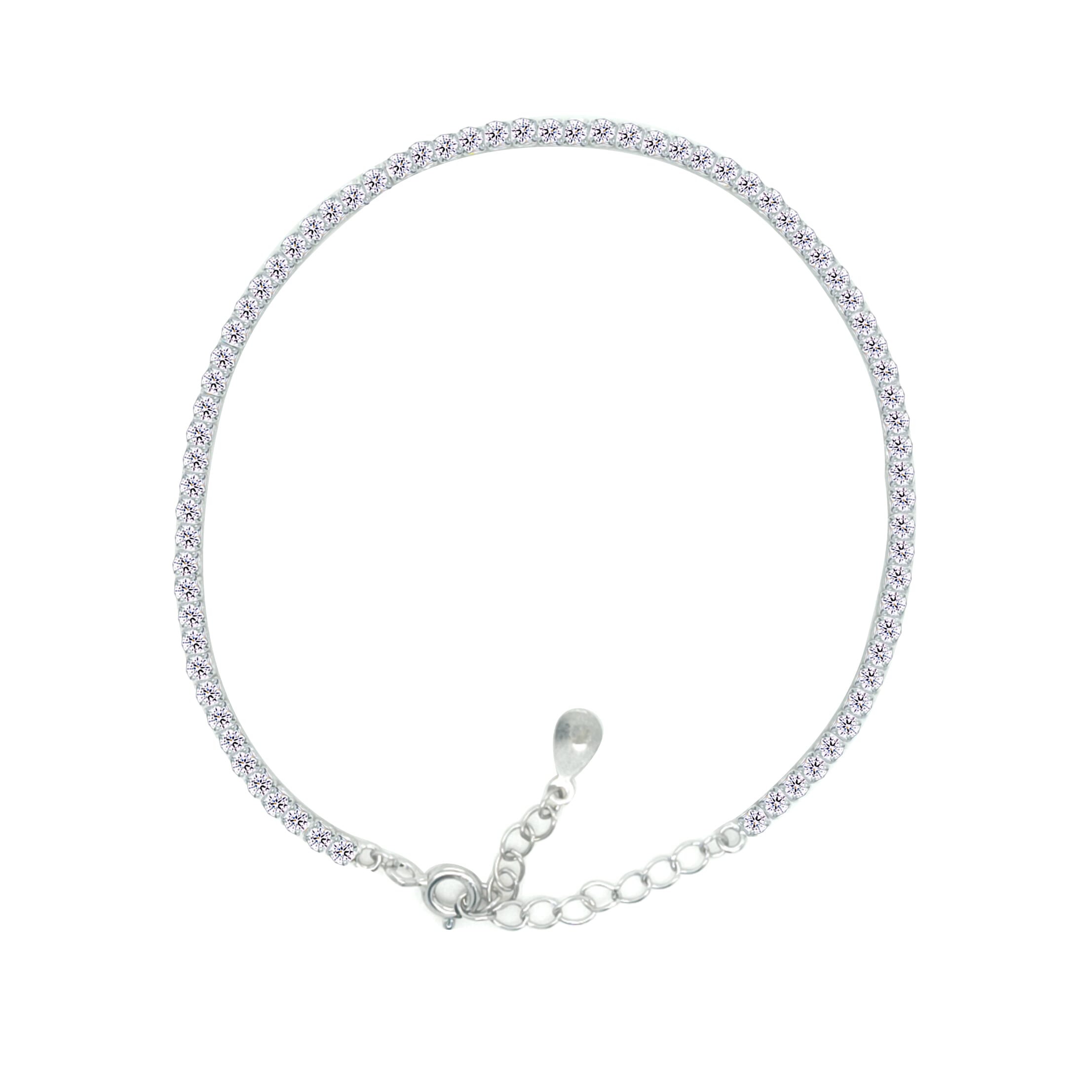 Asfour Crystal Tennis Bracelet With Turquoise Pear & Emerald Zircon In 925 Sterling Silver