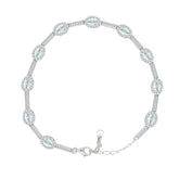 Asfour Crystal Tennis Bracelet With Turquoise Pear & Emerald Zircon In 925 Sterling Silver