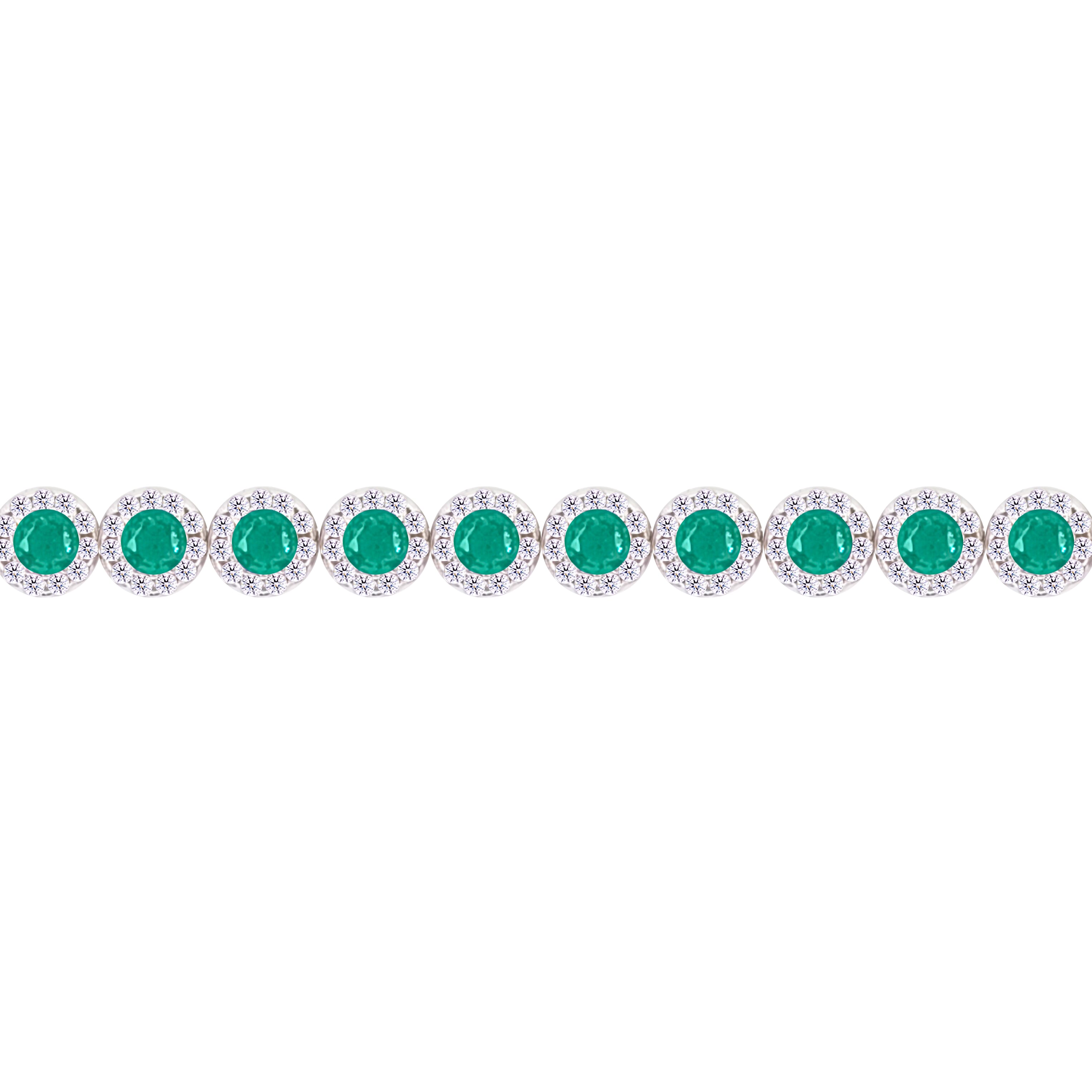 Asfour Crystal Tennis Bracelet With Turquoise Pear & Emerald Zircon In 925 Sterling Silver