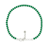 Asfour Crystal Tennis Bracelet With Turquoise Pear & Emerald Zircon In 925 Sterling Silver