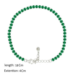 Asfour Creations Tennis Bracelet With Emerald Round Design In 925 Sterling Silver – BM0132-G