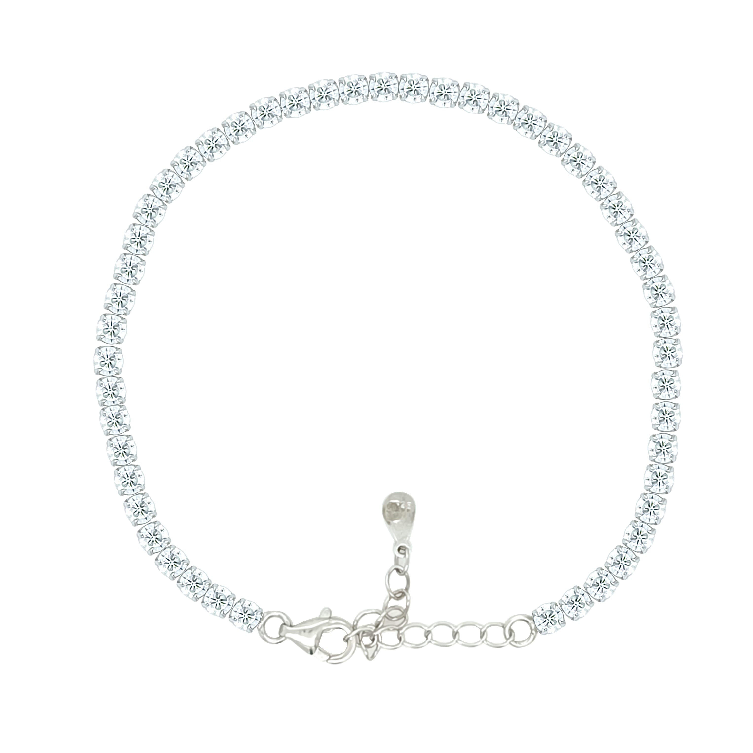 Asfour Crystal Tennis Bracelet With Turquoise Pear & Emerald Zircon In 925 Sterling Silver