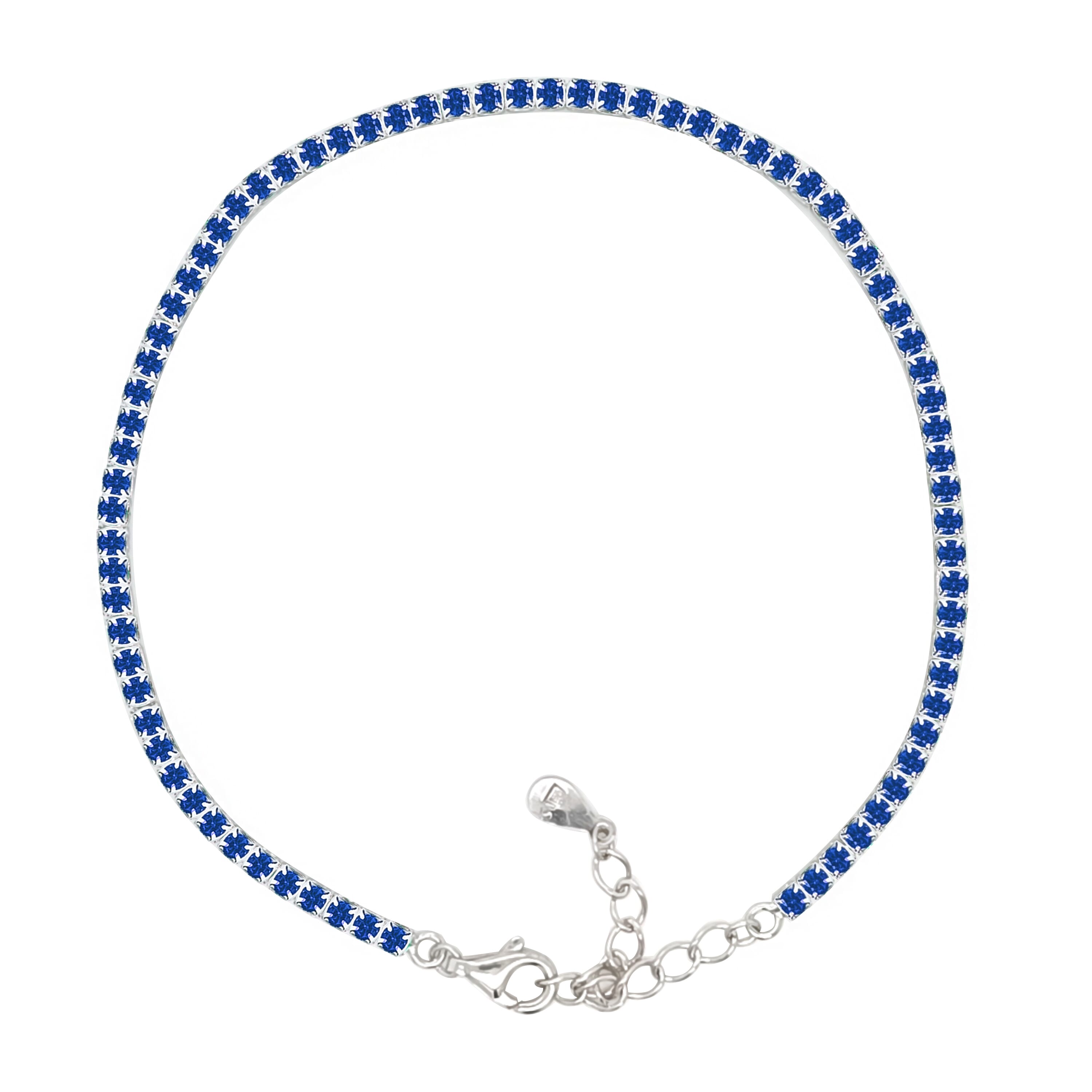 Asfour Crystal Tennis Bracelet With Turquoise Pear & Emerald Zircon In 925 Sterling Silver