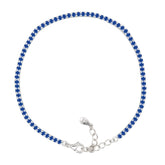 Asfour Crystal Tennis Bracelet With Turquoise Pear & Emerald Zircon In 925 Sterling Silver