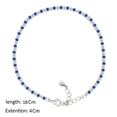 Asfour Crystal Tennis Bracelet With Blue & Clear Zircon In 925 Sterling Silver-BM0133-WB