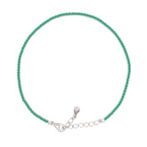 Asfour Crystal Tennis Bracelet With Turquoise Pear & Emerald Zircon In 925 Sterling Silver