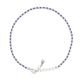 Asfour Crystal Tennis Bracelet With Turquoise Pear & Emerald Zircon In 925 Sterling Silver