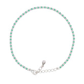Asfour Crystal Tennis Bracelet With Turquoise Pear & Emerald Zircon In 925 Sterling Silver