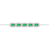 Asfour Crystal Tennis Bracelet With Turquoise Pear & Emerald Zircon In 925 Sterling Silver
