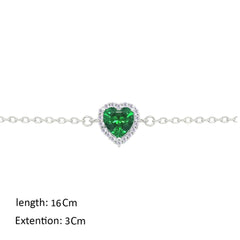 Asfour Crystal Chain Bracelet With Emerald Heart Design In 925 Sterling Silver-BM0147-G