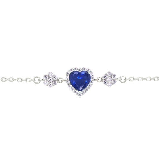 Asfour Crystal Tennis Bracelet With Turquoise Pear & Emerald Zircon In 925 Sterling Silver
