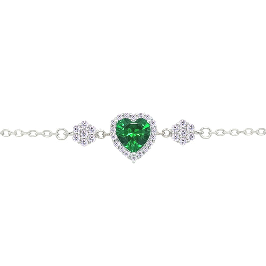 Asfour Crystal Tennis Bracelet With Turquoise Pear & Emerald Zircon In 925 Sterling Silver