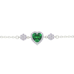 Asfour Crystal Tennis Bracelet With Turquoise Pear & Emerald Zircon In 925 Sterling Silver