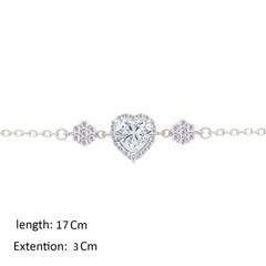 Asfour Crystal Chain Bracelet With Heart Design In 925 Sterling Silver-BM0148