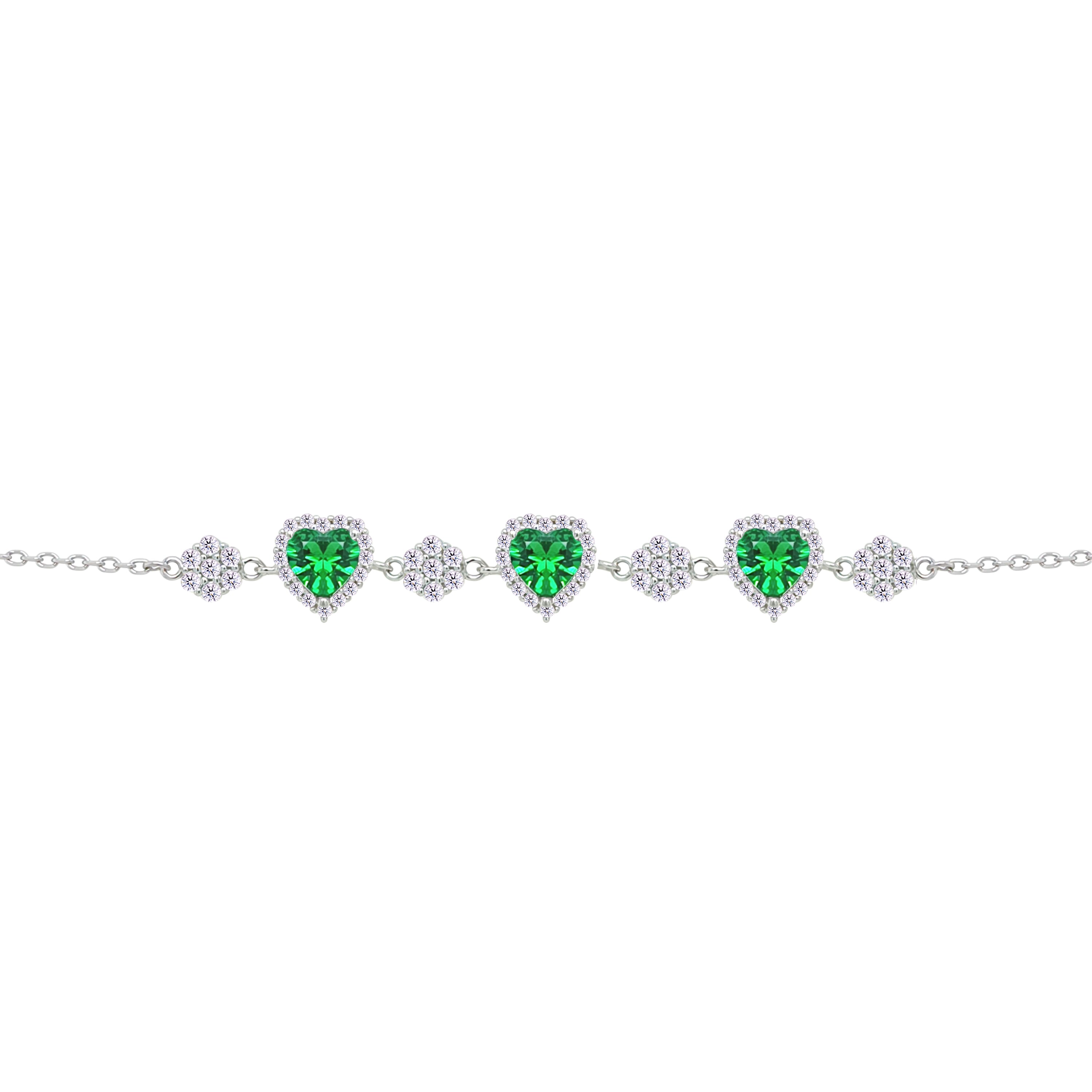 Asfour Crystal Tennis Bracelet With Turquoise Pear & Emerald Zircon In 925 Sterling Silver